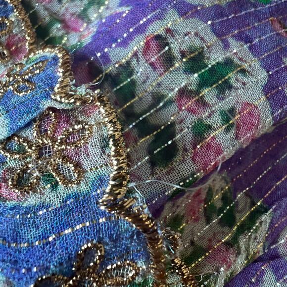 Hemant & Nandita Hera Dress Large Short Sleeve Tiered Georgette Mini - Picture 16 of 16